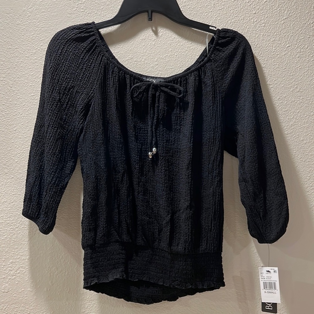 NWT XS Black BCX 3/4 sleeve blouse